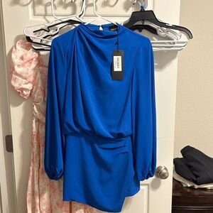 Boohoo Royal Blue Long Sleeve Dress